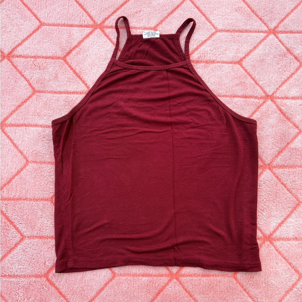 Full Tilt Maroon High Neck Tank Top